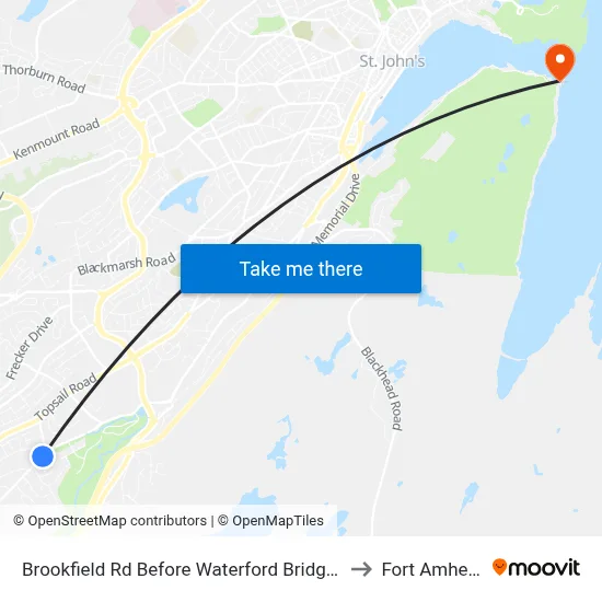 Brookfield Rd Before Waterford Bridge Rd to Fort Amherst map
