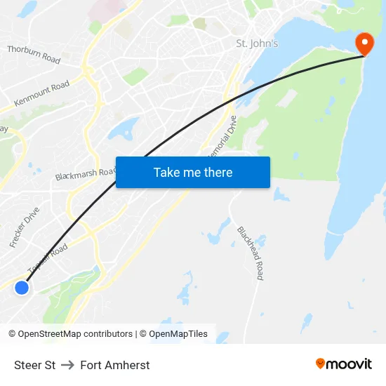 Steer St to Fort Amherst map