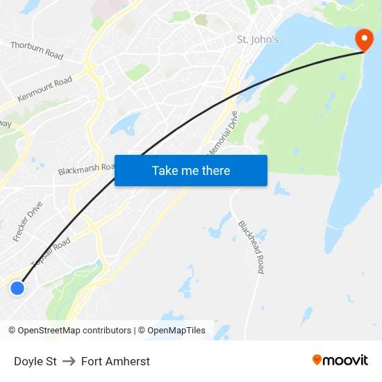 Doyle St to Fort Amherst map