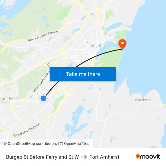 Burgeo St Before Ferryland St W to Fort Amherst map