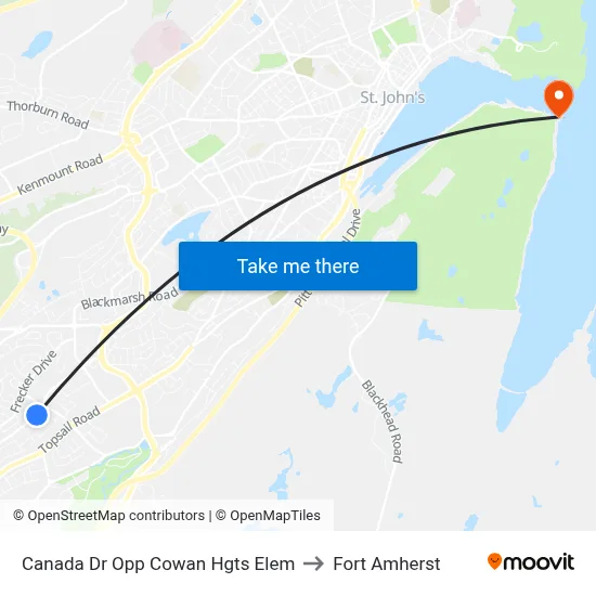 Canada Dr Opp Cowan Hgts Elem to Fort Amherst map