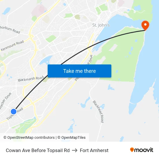 Cowan Ave Before Topsail Rd to Fort Amherst map