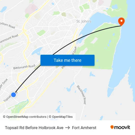 Topsail Rd Before Holbrook Ave to Fort Amherst map
