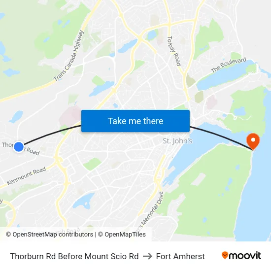Thorburn Rd Before Mount Scio Rd to Fort Amherst map