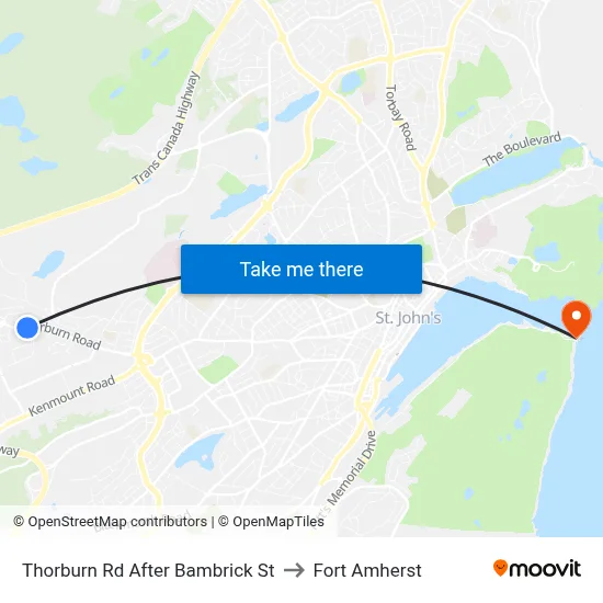 Thorburn Rd After Bambrick St to Fort Amherst map