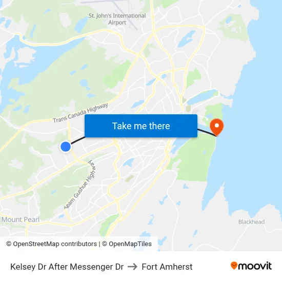 Kelsey Dr After Messenger Dr to Fort Amherst map