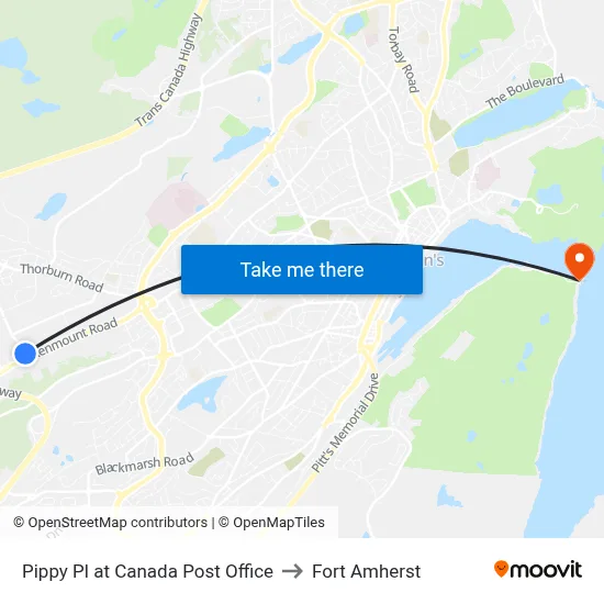 Pippy Pl at Canada Post Office to Fort Amherst map