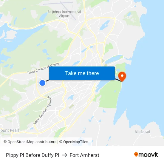 Pippy Pl Before Duffy Pl to Fort Amherst map