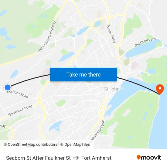 Seaborn St After Faulkner St to Fort Amherst map