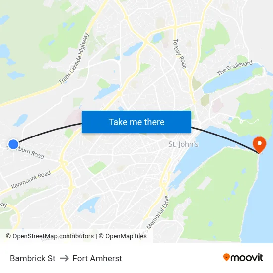 Bambrick St to Fort Amherst map