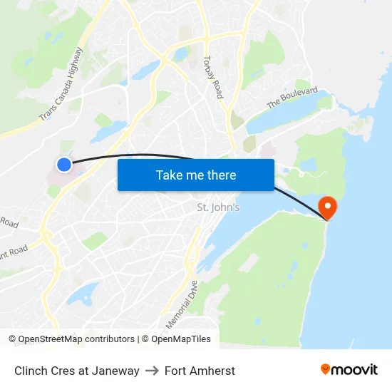 Clinch Cres at Janeway to Fort Amherst map