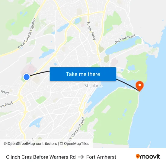 Clinch Cres Before Warners Rd to Fort Amherst map
