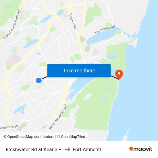 Freshwater Rd at Keane Pl to Fort Amherst map