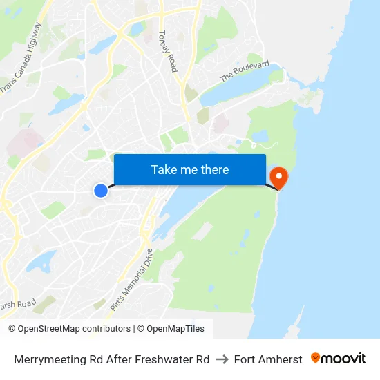 Merrymeeting Rd After Freshwater Rd to Fort Amherst map