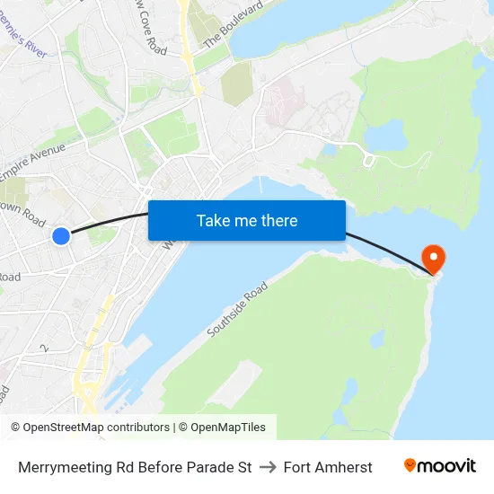 Merrymeeting Rd Before Parade St to Fort Amherst map