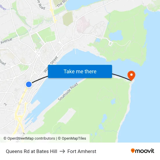 Queens Rd at Bates Hill to Fort Amherst map