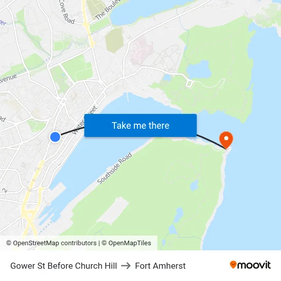 Gower St Before Church Hill to Fort Amherst map