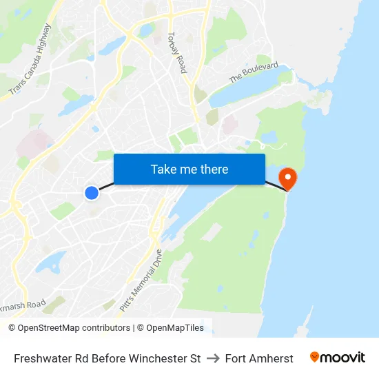 Freshwater Rd Before Winchester St to Fort Amherst map