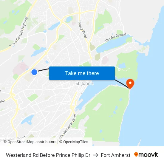Westerland Rd Before Prince Philip Dr to Fort Amherst map