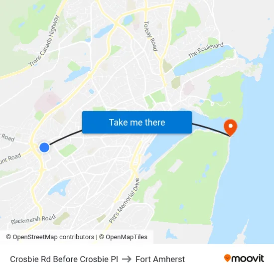 Crosbie Rd Before Crosbie Pl to Fort Amherst map