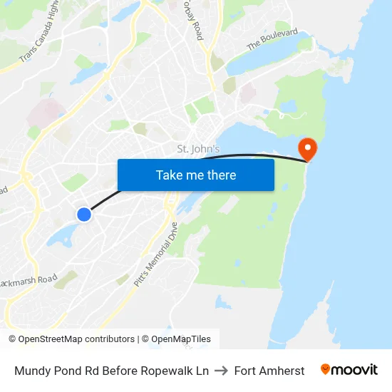 Mundy Pond Rd Before Ropewalk Ln to Fort Amherst map