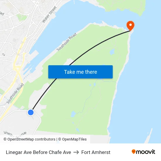 Linegar Ave Before Chafe Ave to Fort Amherst map
