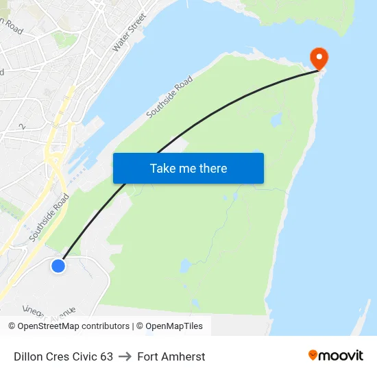Dillon Cres Civic 63 to Fort Amherst map