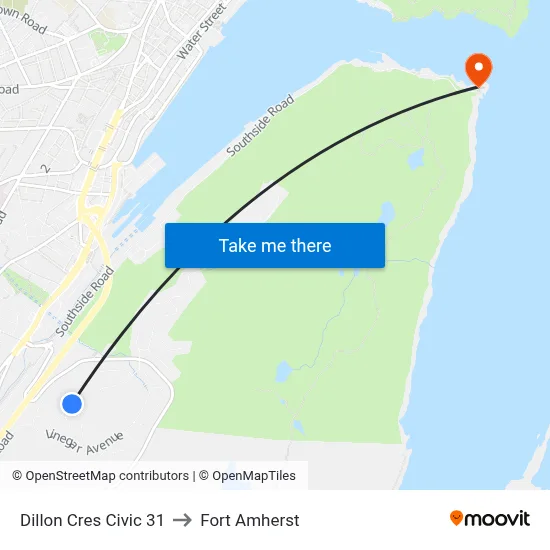 Dillon Cres Civic 31 to Fort Amherst map