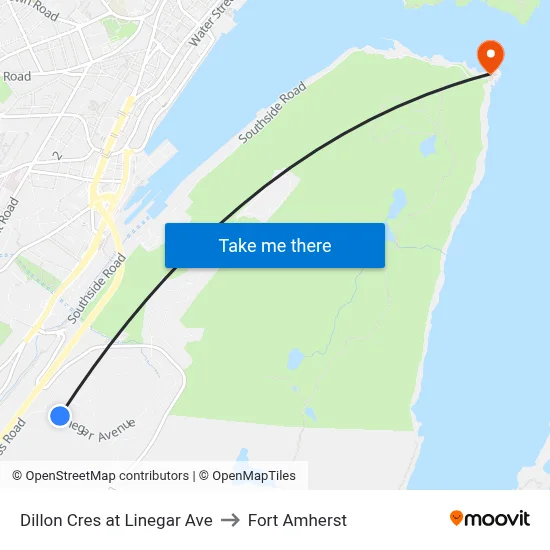 Dillon Cres at Linegar Ave to Fort Amherst map