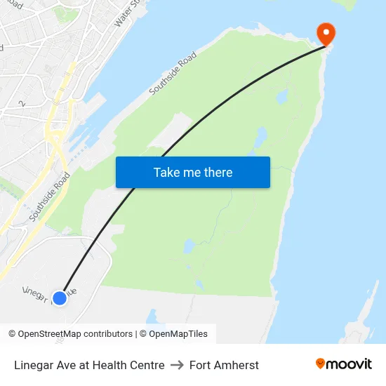 Linegar Ave at Health Centre to Fort Amherst map