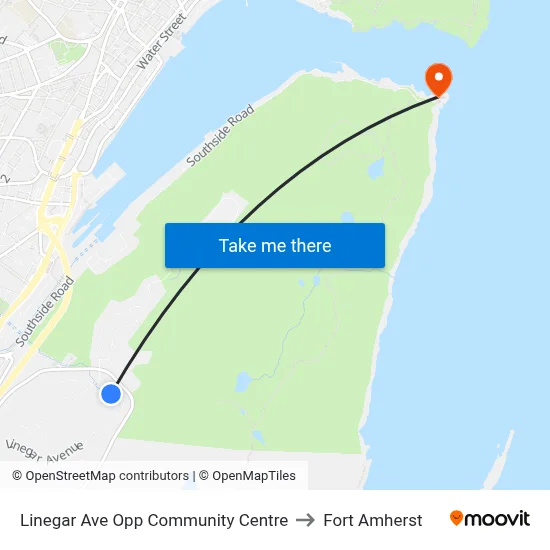 Linegar Ave Opp Community Centre to Fort Amherst map