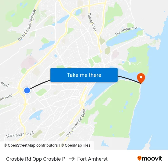 Crosbie Rd Opp Crosbie Pl to Fort Amherst map