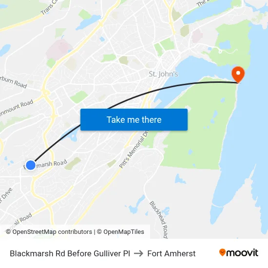 Blackmarsh Rd  Before Gulliver Pl to Fort Amherst map