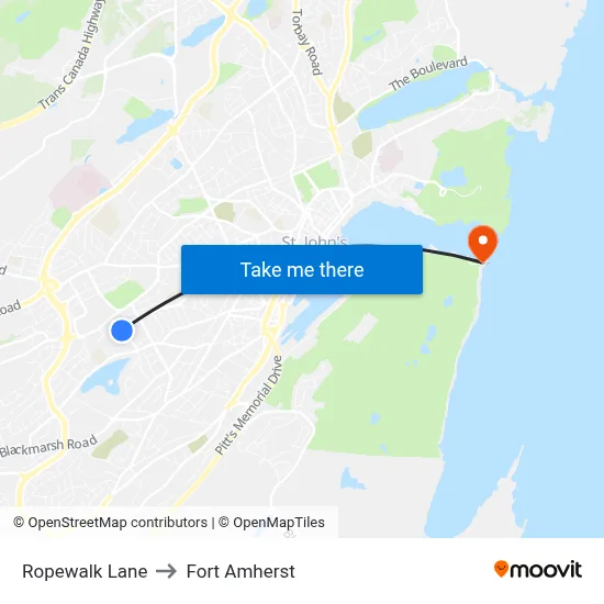 Ropewalk Lane to Fort Amherst map