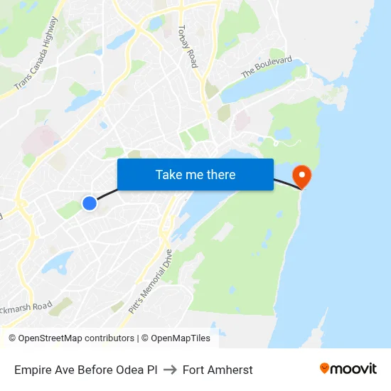 Empire Ave Before Odea Pl to Fort Amherst map