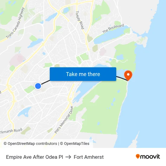Empire Ave After Odea Pl to Fort Amherst map