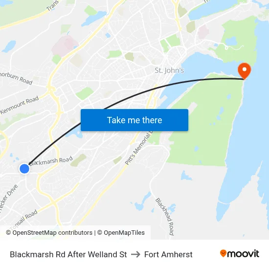 Blackmarsh Rd After Welland St to Fort Amherst map