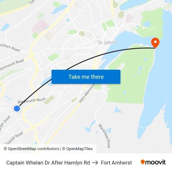 Captain Whelan Dr After Hamlyn Rd to Fort Amherst map