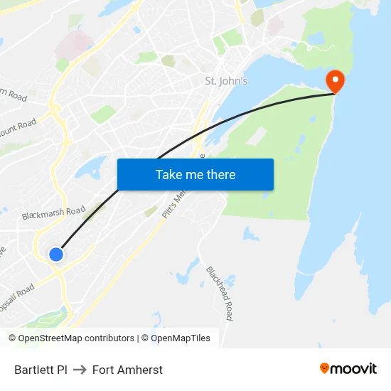 Bartlett Pl to Fort Amherst map