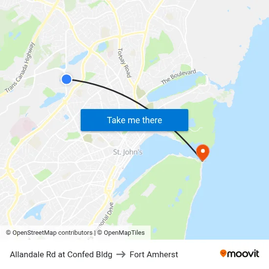 Allandale Rd at Confed Bldg to Fort Amherst map