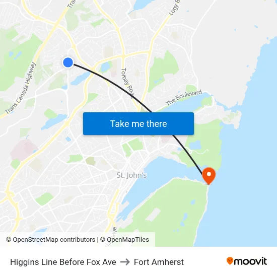 Higgins Line Before Fox Ave to Fort Amherst map
