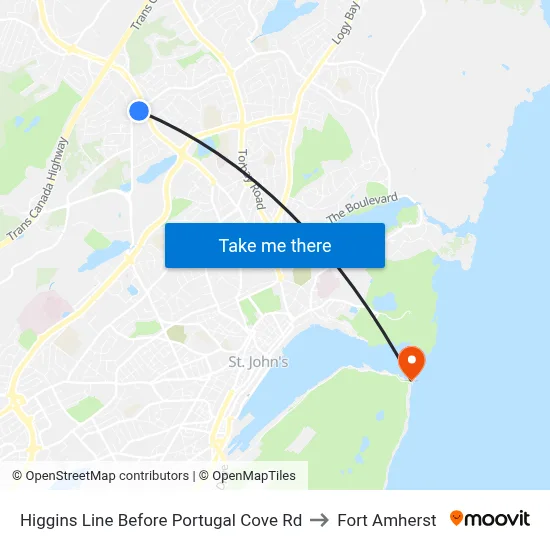 Higgins Line Before Portugal Cove Rd to Fort Amherst map