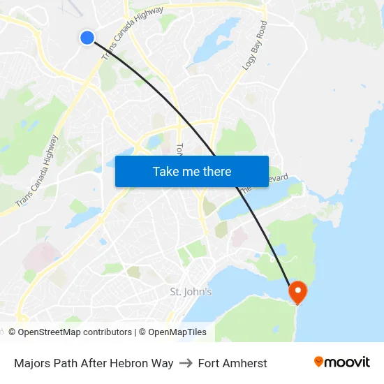 Majors Path After Hebron Way to Fort Amherst map