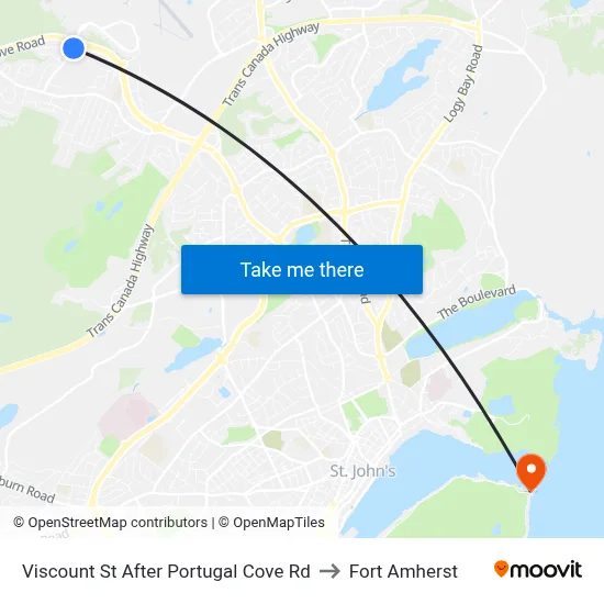 Viscount St After Portugal Cove Rd to Fort Amherst map