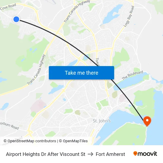 Airport Heights Dr After Viscount St to Fort Amherst map