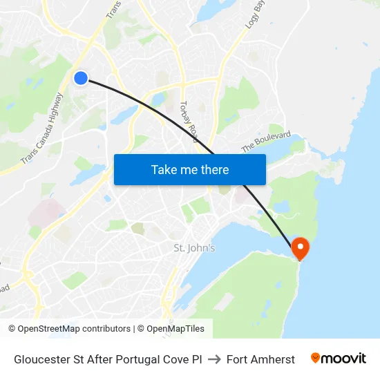 Gloucester St After Portugal Cove Pl to Fort Amherst map