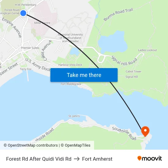 Forest Rd After Quidi Vidi Rd to Fort Amherst map