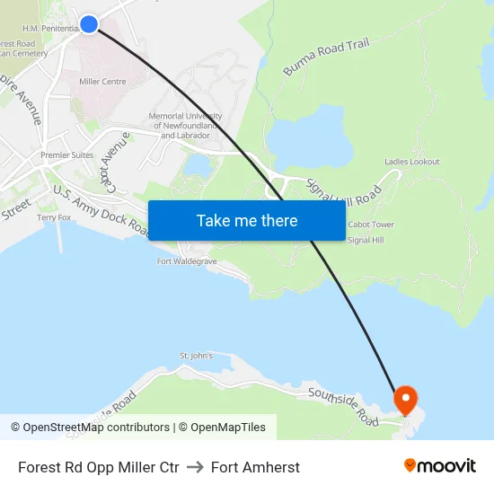 Forest Rd Opp Miller Ctr to Fort Amherst map