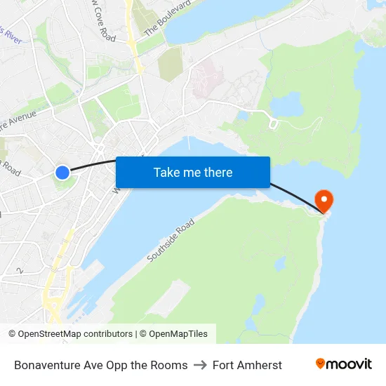 Bonaventure Ave Opp the Rooms to Fort Amherst map