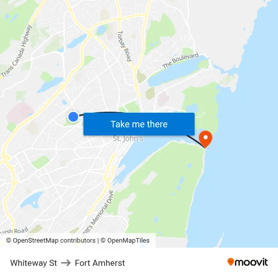 Whiteway St to Fort Amherst map